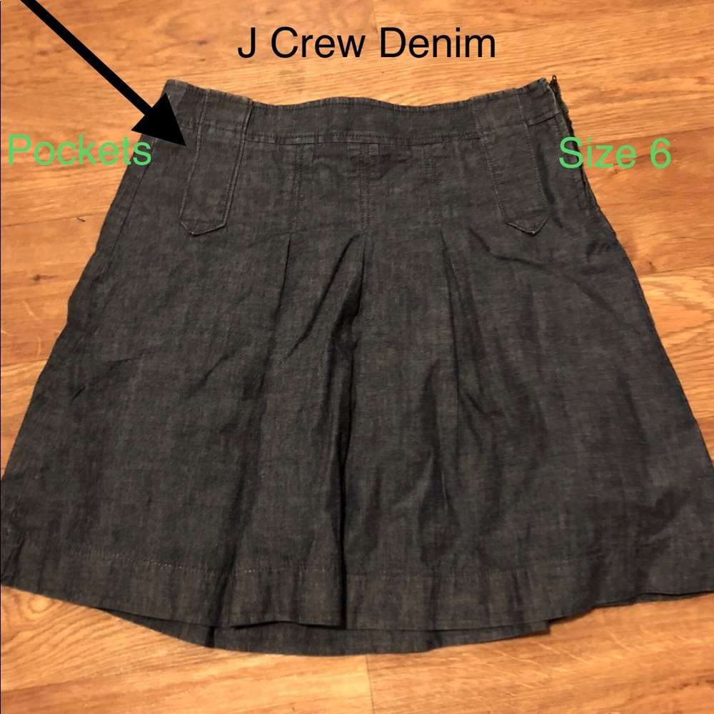 J Crew Dark Denim Skirt w/ Pockets size 6 EUC